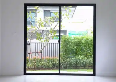 Sliding door with garden outside